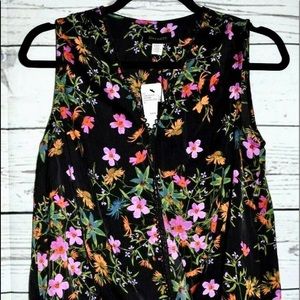 NEW  Ava & Aiden Black Pink Yellow floral field sleeveless top Size XS, …